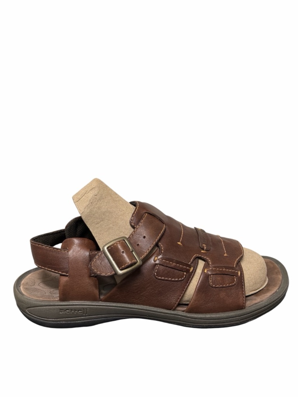Merrell New Delhi Mens 9 Brown Leather Open Toe Fisherman Sandals - Picture 6 of 10